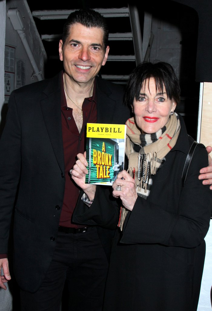 Linda Dano visits Joe Barbara backstage at Broadway's "A Bronx Tale"