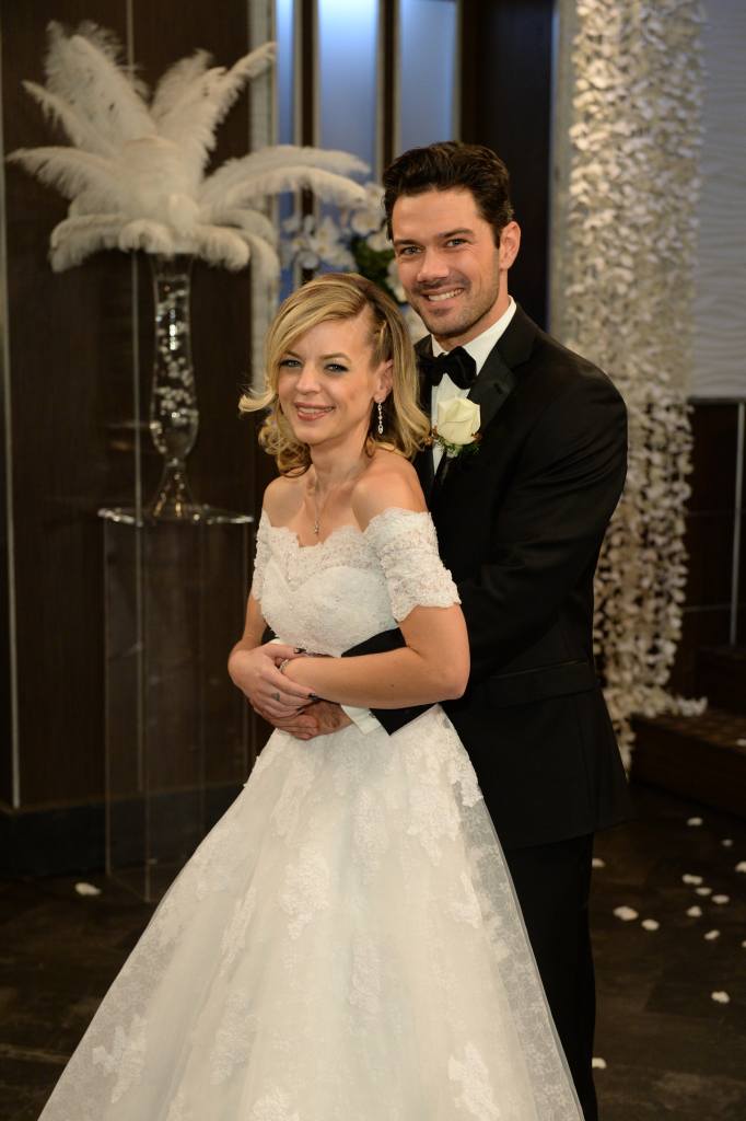 Ryan Paevey and Kirsten Storms posed on the General Hospital set on Nathan and Maxie's wedding day in 2017