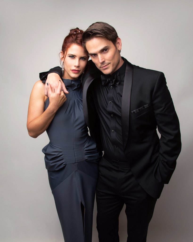 courtney hope as sally and mark grossman as adam on young and restless.