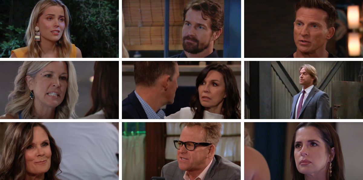 general hospital spoilers collage of sasha, cody, anna, scott, lucy, carly, sam, john