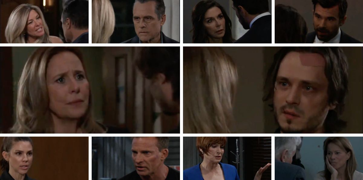 general hospital spoilers collage of laura, lucky, carly, sonny, alexis, diane, anna, chase, kristina.