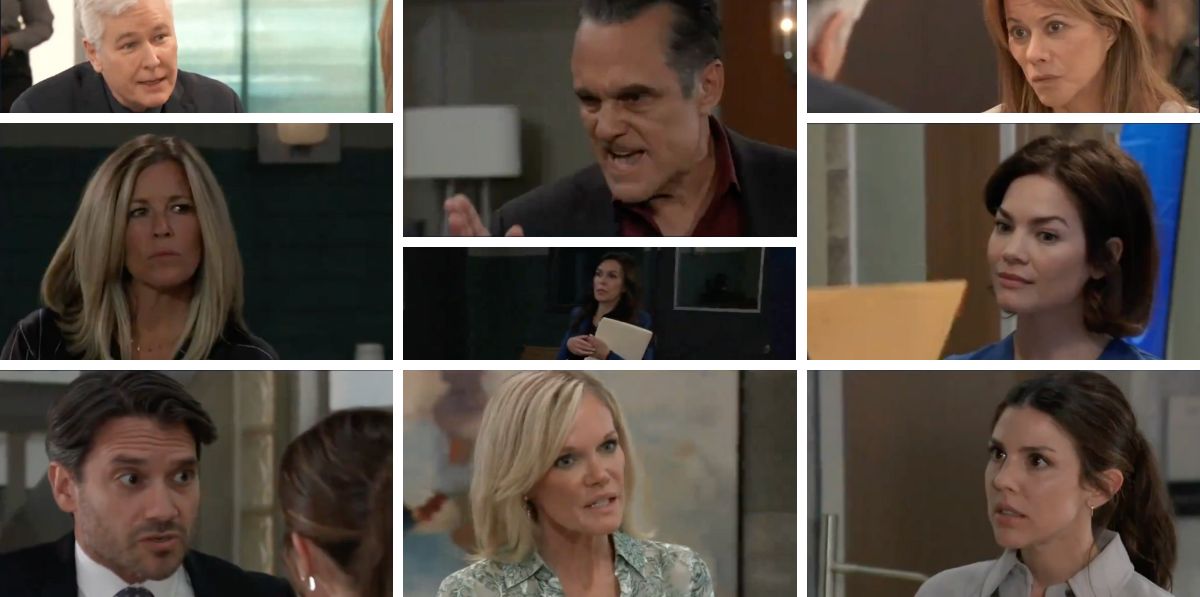 general hospital spoilers collage sonny, carly, anna, ava, dante, kristina, alexis, martin.