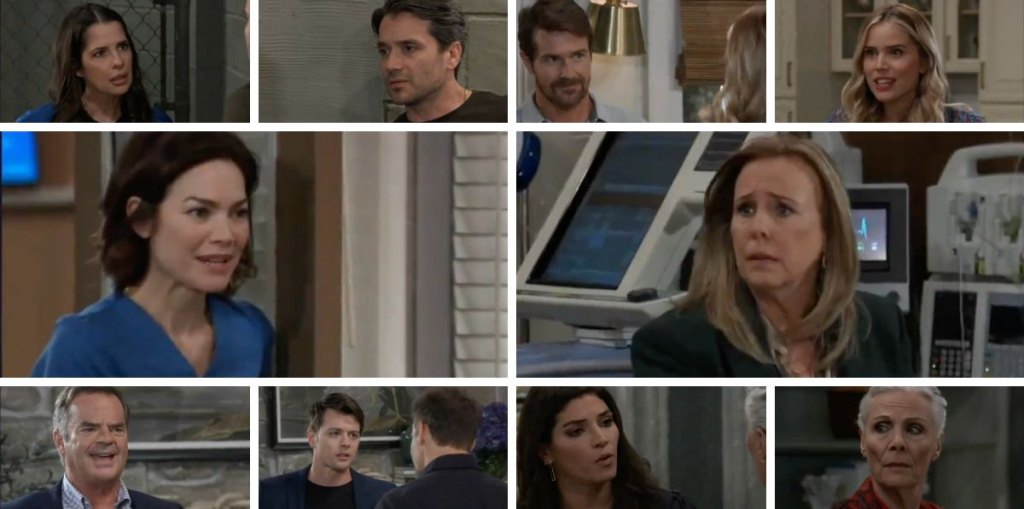 general hospital spoilers collage liz, laura, ned, brook lynn, tracy, drew, michael, sasha, cody.