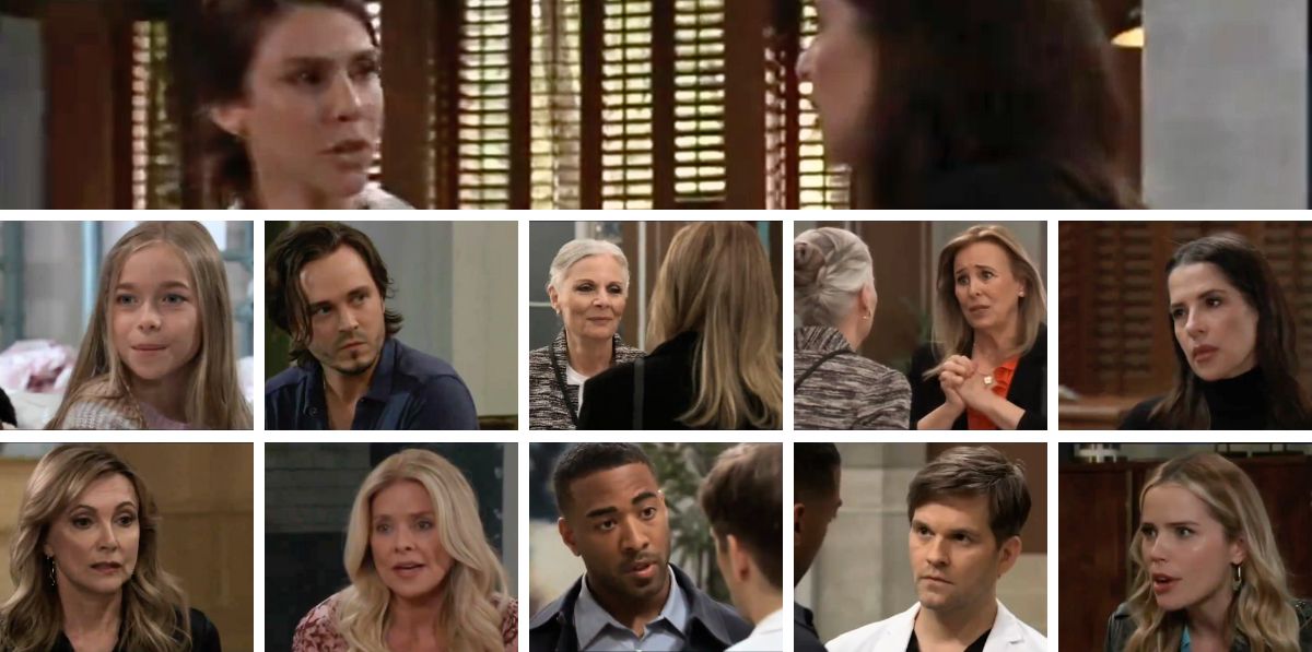 general hospital spoilers collage violet, kristina, molly, sam, laura, tracy, lucas, isaiah, lucky.
