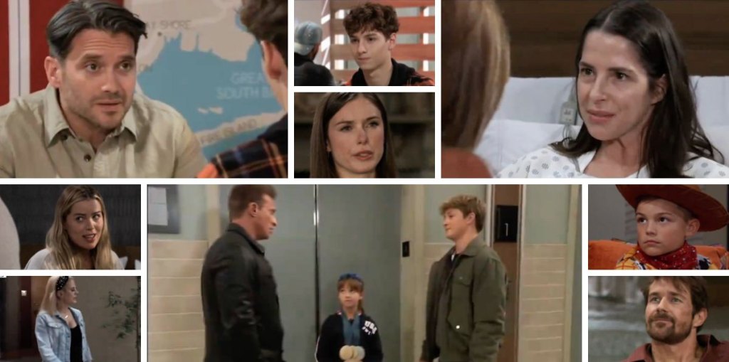 general hospital spoilers collage sam, dante, jason, scout, danny, rocco, sasha, cody, willow, james, maxie.