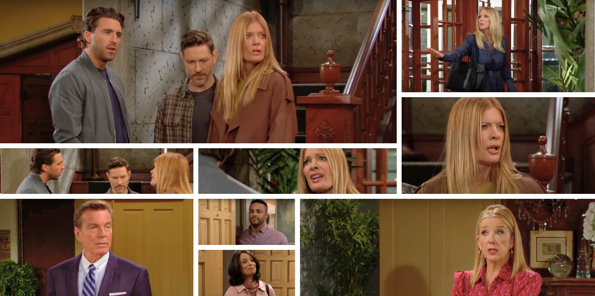young and restless spoilers collage jack, nikki, amy, nate, phyllis, daniel, chance, and christine.