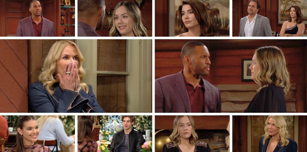 bold and beautiful spoilers collage brooke, steffy, ridge carter, hope, remy, electra.