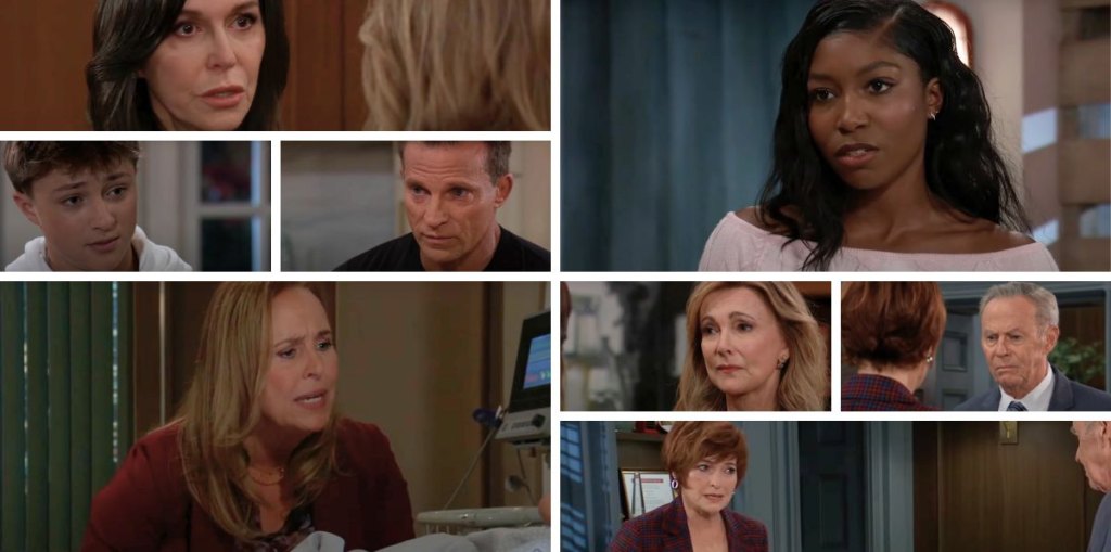general hospital spoilers collage trina, laura, holly, robert, diane, jason, danny, anna.