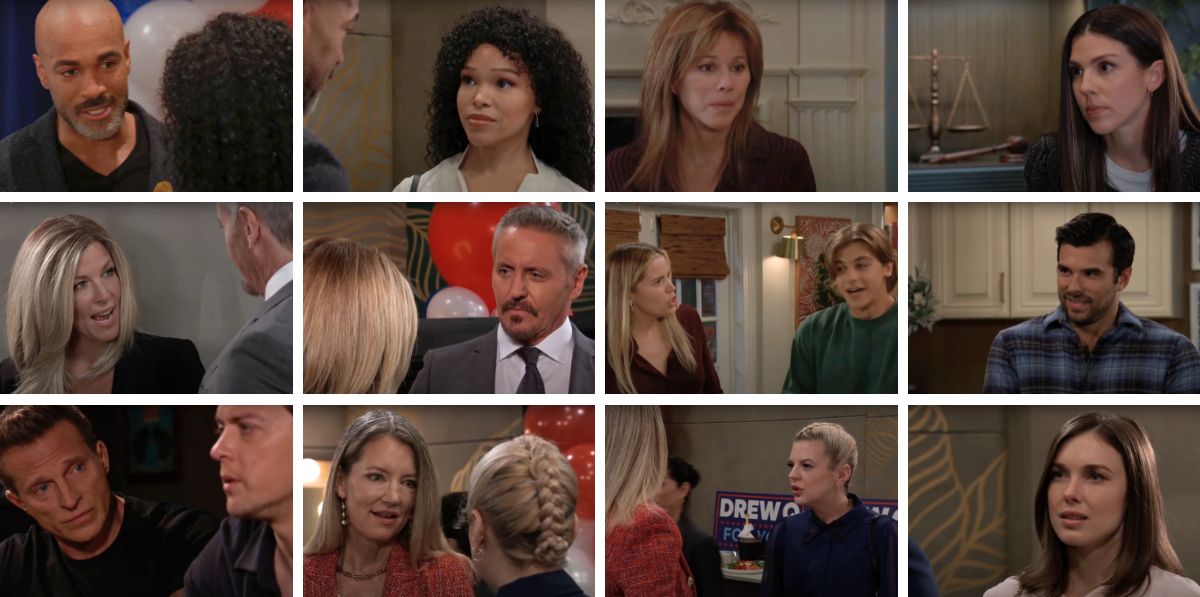 general hospital spoilers collage alexis, kristina, nina, maxie, willow, curtis, portia, jason, michael, carly, jack, chase, sasha, gio.
