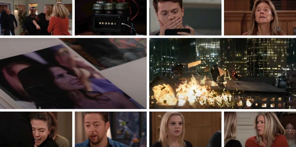 general hospital spoilers collage sam, spinelli, maxie, alexis, michael, carly, sidwell, bomb.