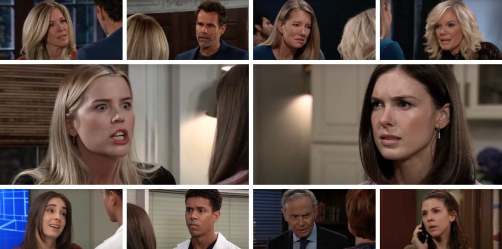 general hospital spoilers collage willow, sasha, robert, carly, drew, molly, tj, kristina, ava, nina.