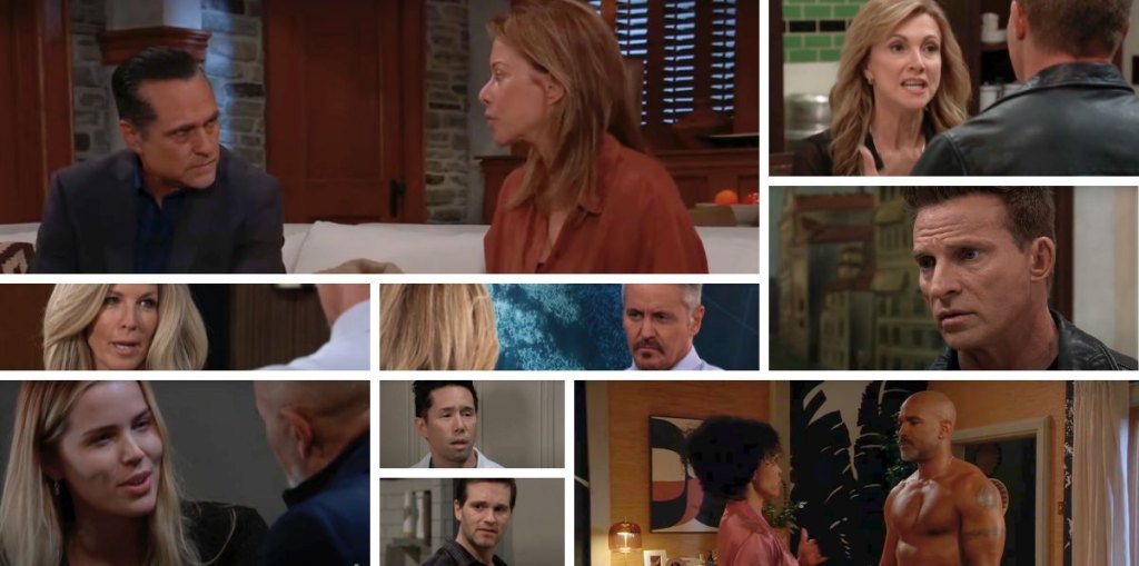 general hospital spoilers collage sonny, alexis, sasha, carly, jack, holly, jason, portia, curtis, brad, lucas.