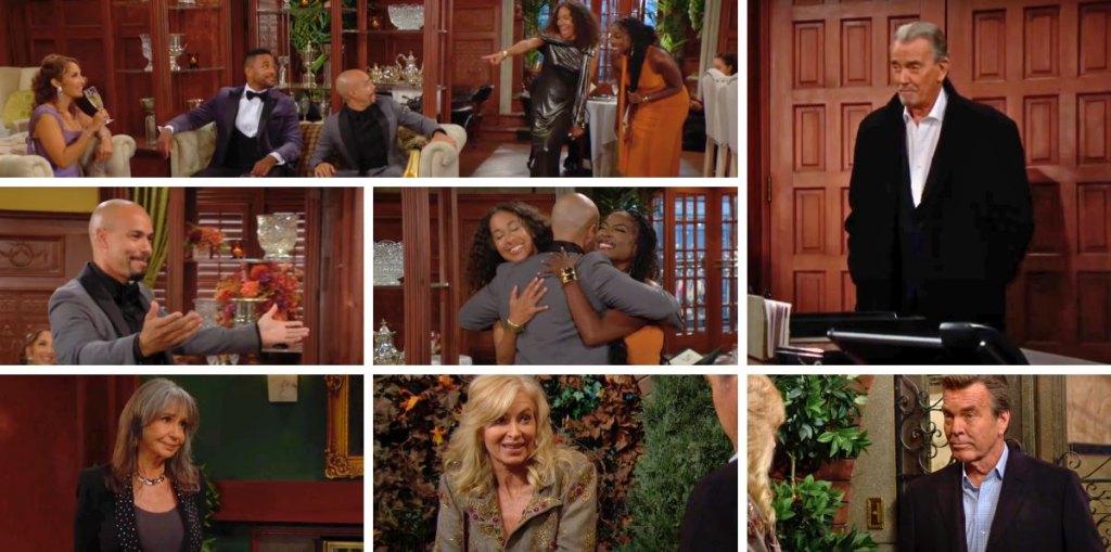 young and restless spoilers collage victor, jill, ashley, jack, devon, nate, lily, harmony, ana.