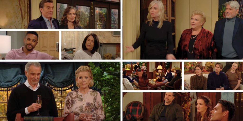 young and restless spoilers collage jack, diane, nikki, victor, nate, amy, ashley, traci, alan.