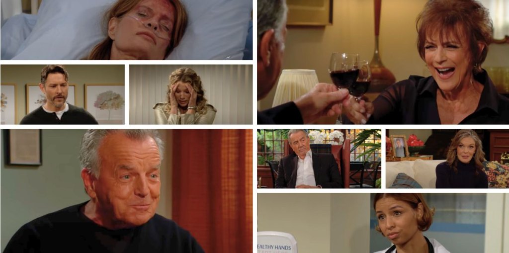 young and restless spoilers collage ian, jordan, daniel, summer, phyllis, victor, diane, elena.