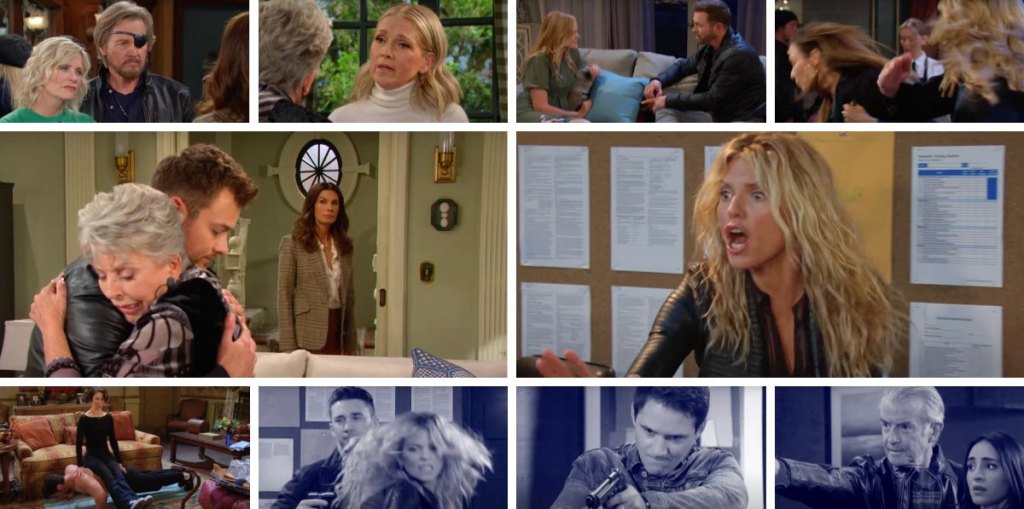 days of our lives spoilers collage hope, doug, julie, cat, jennifer, steve, kayla, chad, jj, clyde, gabi.