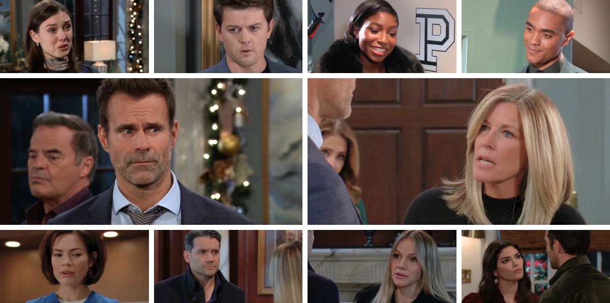 general hospital spoilers collage drew, carly, willow, michael, blq, liz, dante, lulu, trina, kai.