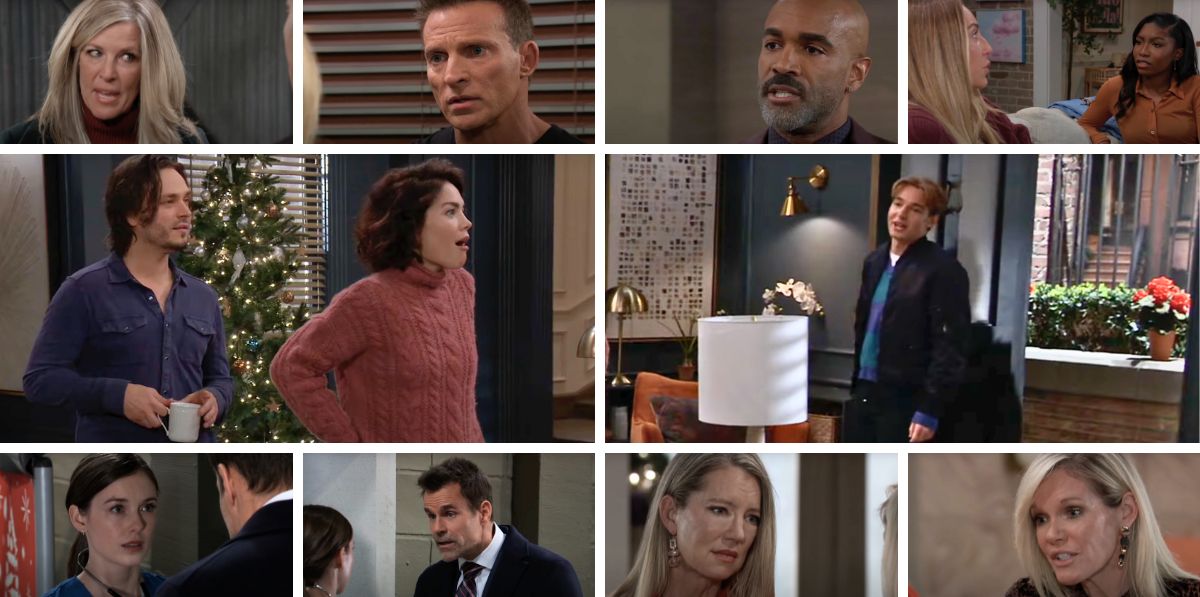 general hospital spoilers collage lucky, liz, aiden, carly, jason, joss, trina, curtis, drew, willow, nina, ava.