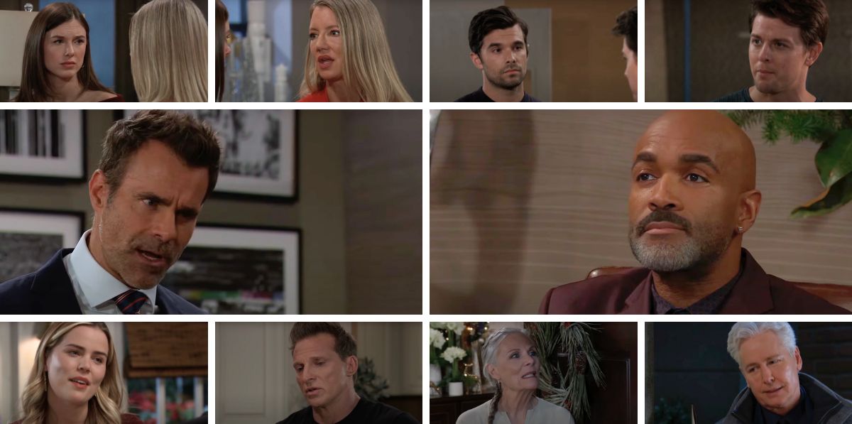 general hospital spoilers collage drew, curtis, nina, willow, michael, chase, sasha, jason, tracy, martin.