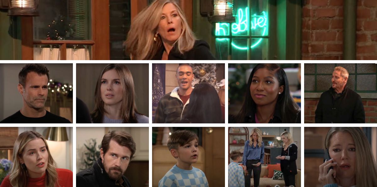 general hospital spoilers collage jack, carly, trina, kai, cody, sasha, maxie, james, nina, willow, drew.
