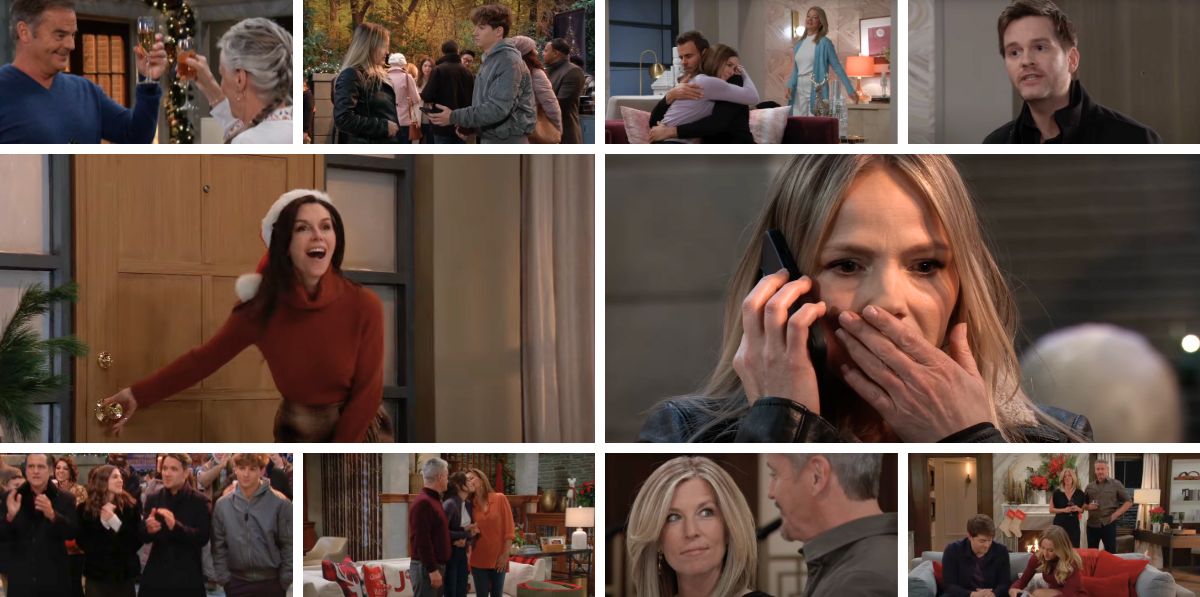 general hospital spoilers collage of anna, lulu, carly, nina, jack, lucas, willow, drew, michael, joss.