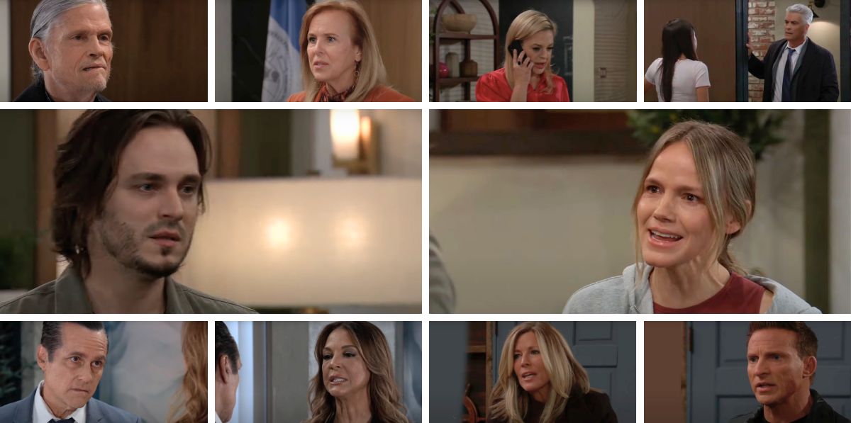 general hospital spoilers collage lucky, lulu, cyrus, laura, jason, carly, sonny, natalia, ric, lulu.