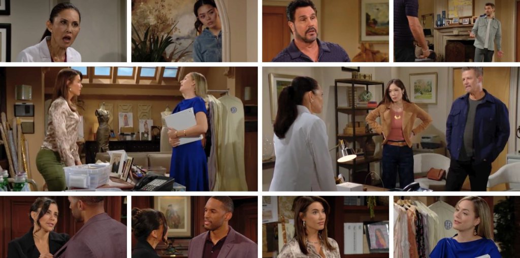 bold and beautiful spoilers collage bill, luna, liam, li, poppy, jack, hope steffy, carter, daphne.