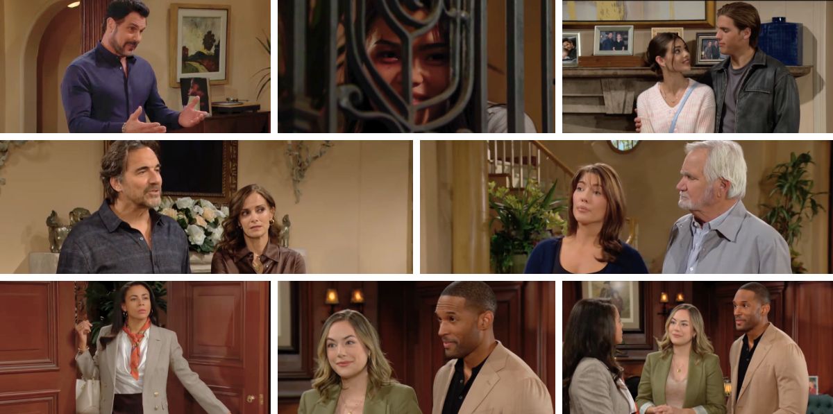 bold and beautiful spoilers promo collage ridge, taylor, steffy, eric, luna, electra, bill, will, carter, hope, daphne.
