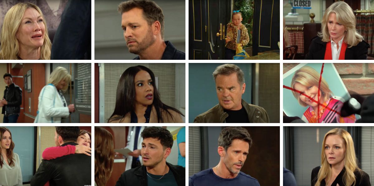 days of our lives spoilers collage brady, kristen, rachel, marlena, shawn, belle, jada, alex, stephanie, justin, bonnie.