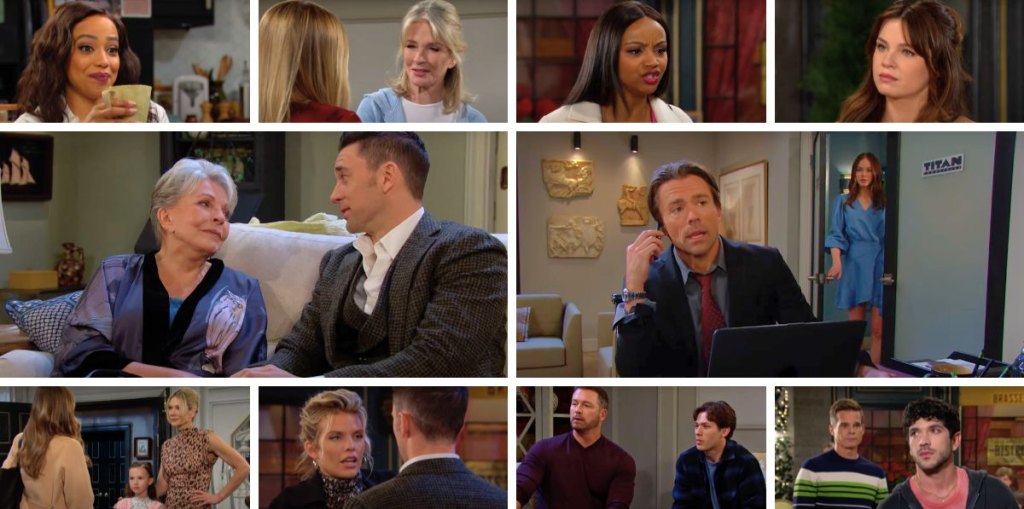 days of our lives spoilers promo collage julie, chad, chanel, joy, philip, stephanie, rachel, kristen, brady, tate.