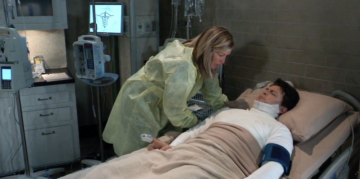 general hospital carly checks on michael in his hospital bed.