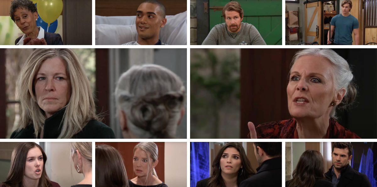 general hospital spoilers collage tracy, carly, stella, kai, cody, gio, willow, nina, chase, blq.