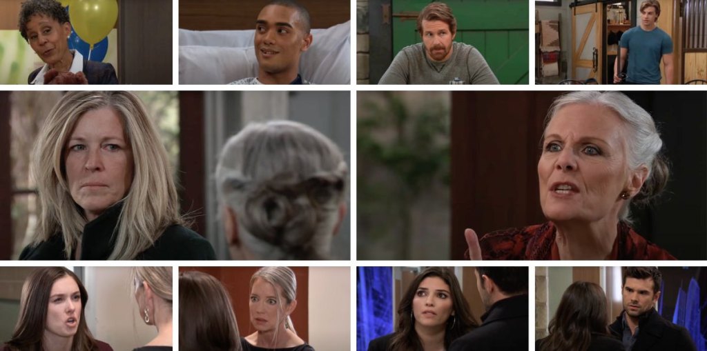 general hospital spoilers collage tracy, carly, stella, kai, cody, gio, willow, nina, chase, blq.