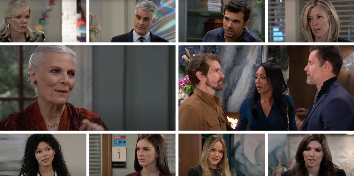 general hospital spoilers collage portia, willow, carly, lulu, brook lynn, chase, tracy, jordan, cody, drew.