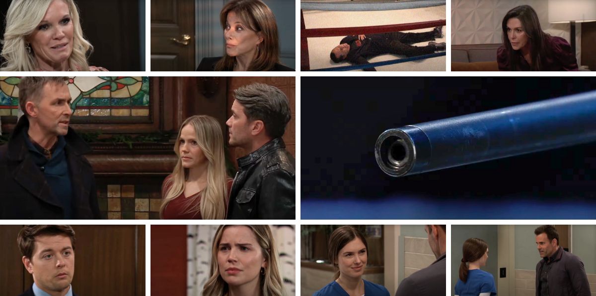 general hospital spoilers collage of anna, sonny, ava, alexis, lulu, dante, valentin, michael, sasha, willow, drew.