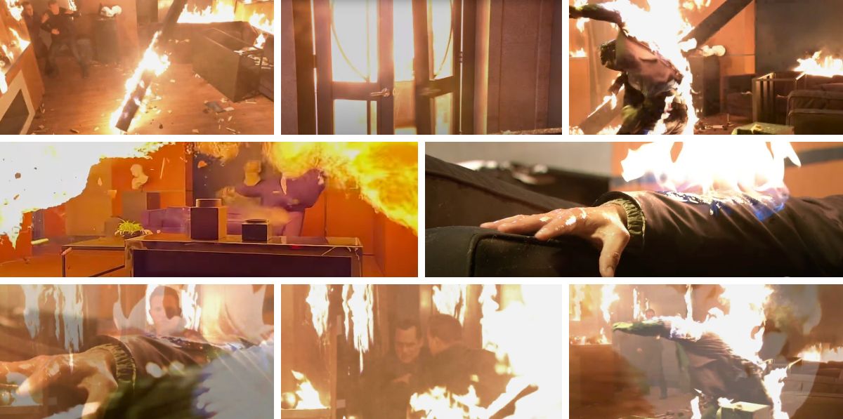 general hospital spoilers images of fire with michael in it as jason and sonny try to help.