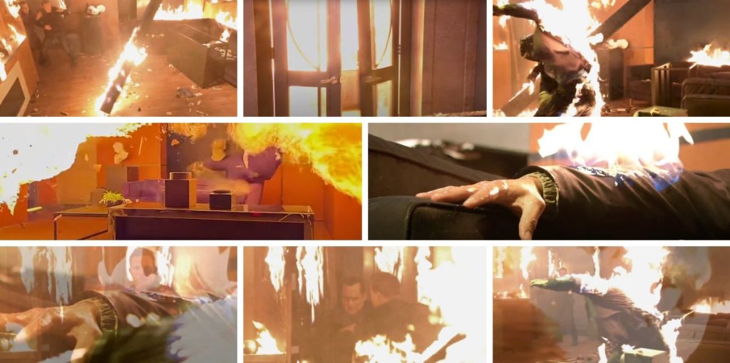 general hospital spoilers images of fire with michael in it as jason and sonny try to help.