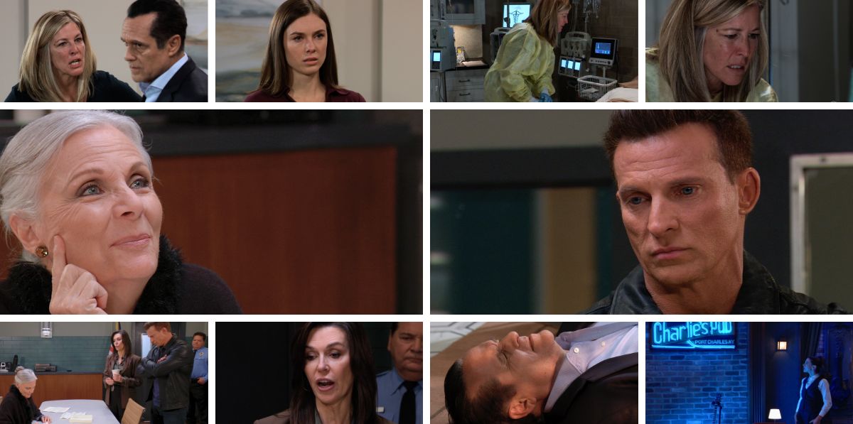 general hospital spoilers promo collage tracy, jason, anna, willow, carly, sonny.