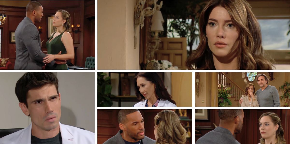 bold and beautiful spoilers promo collage finn, li, steffy, ridge, taylor, hope, carter.
