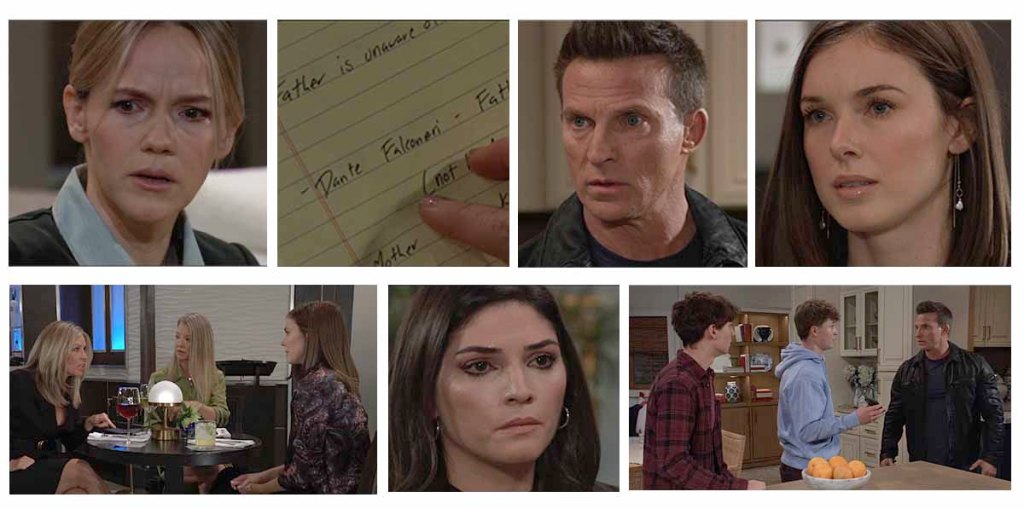 general hospital spoilers collage: alexa havins, martin note, steve burton, katelyn macmullen, laura wright, cynthia watros, katelyn macmullen, amanda setton, finn carr, asher antonyzyn steve burton