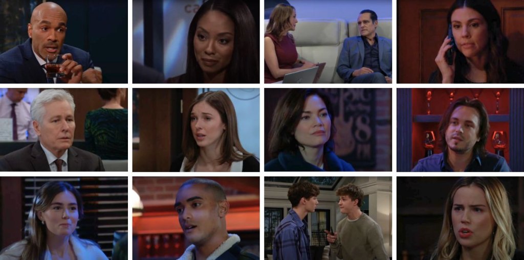 general hospital spoilers collage danny, rocco, sasha, sonny, natalia, kai, emma, lucky, liz, jordan, curtis.