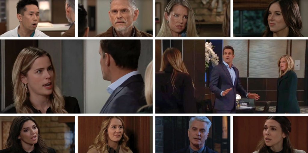 general hospital spoilers collage sasha, drew, carly, blq, joss, kristina, ric, willow, nina, brad, cyrus.