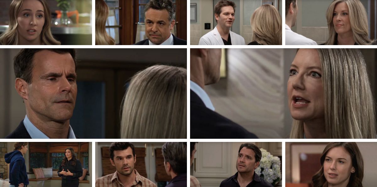 general hospital spoilers collage nina, drew, joss, brennan, carly, lucas, blq, chase, dante, gio.