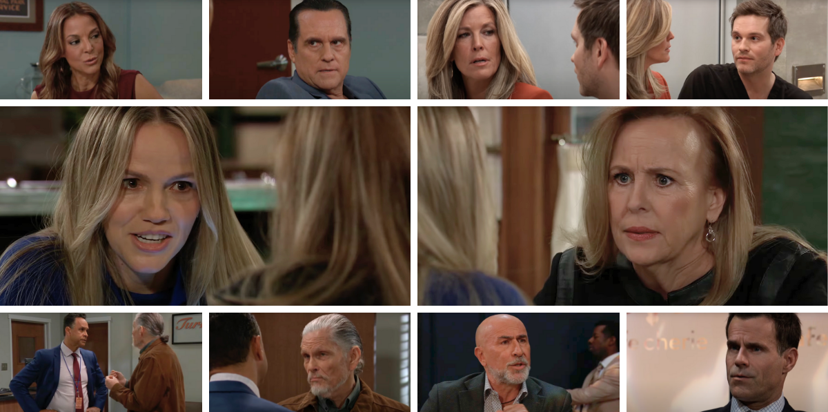 general hospital spoilers collage lulu, laura, jenz, drew, lucas, carly, sonny, natalia, cyrus.
