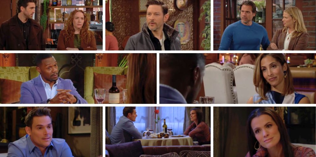 young and restless spoilers promo collage adam, chelsea, damian, lily, daniel, chance, mariah, nick, summer.