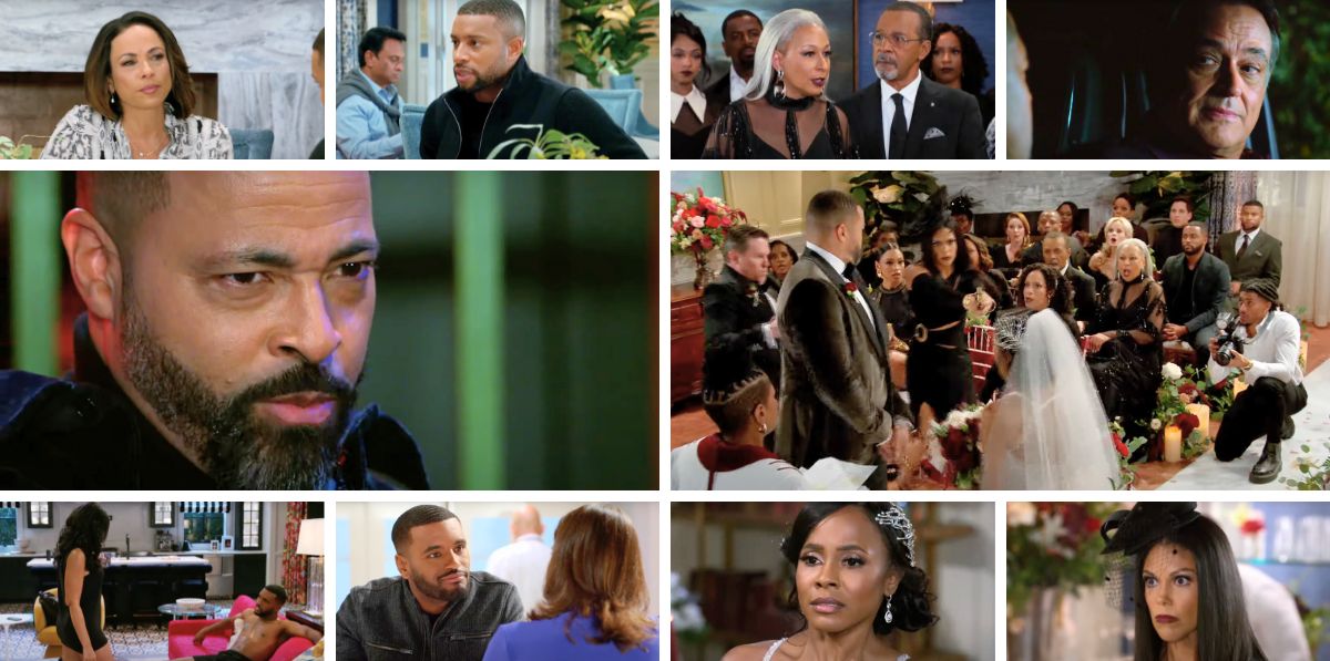 beyond the gates spoilers collage of bill, the wedding, dani, nicole, martin, anita, vernon, andre.