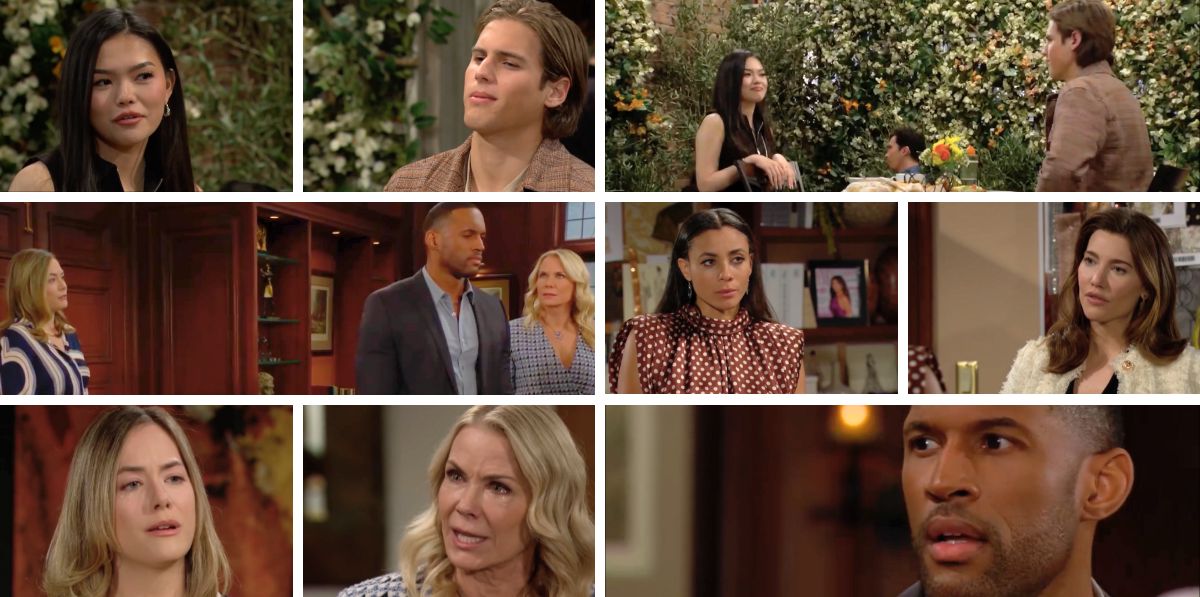 bold and beautiful spoilers promo collage luna, will, steffy, daphne, brooke, hope, carter.