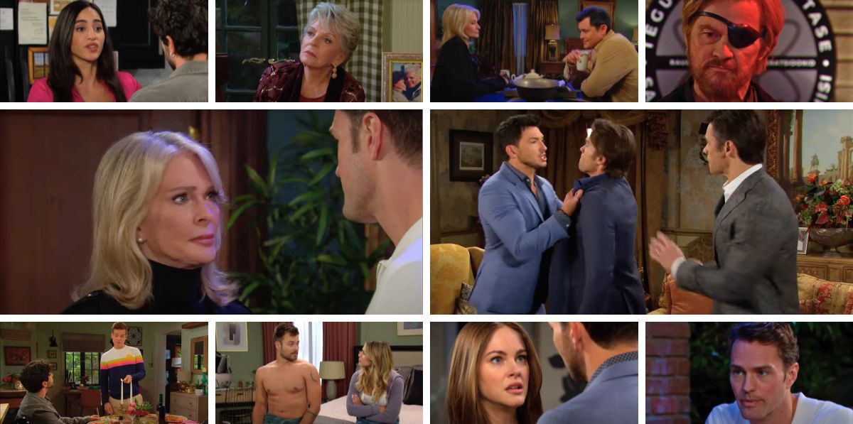 days of our lives spoilers promo collage marlena, steve, andrew, paul, alex, stephanie, philip, xander, julie, doug, holly.