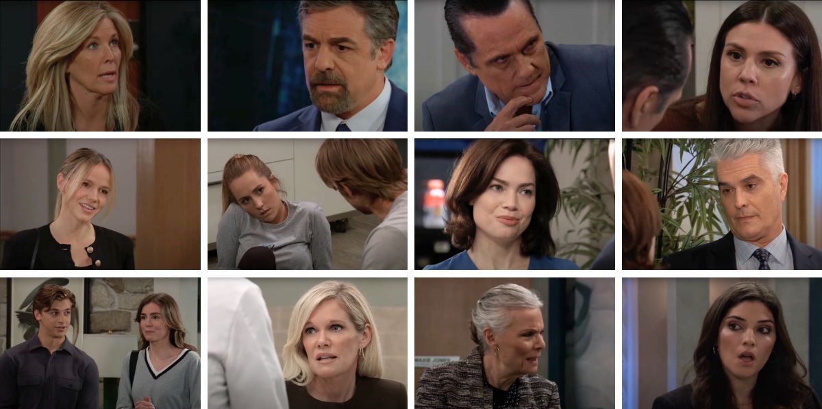 general hospital spoilers collage carly, jack, brook lynn, tracy, joss, ric, liz, ava, sonny, kristina, joss.