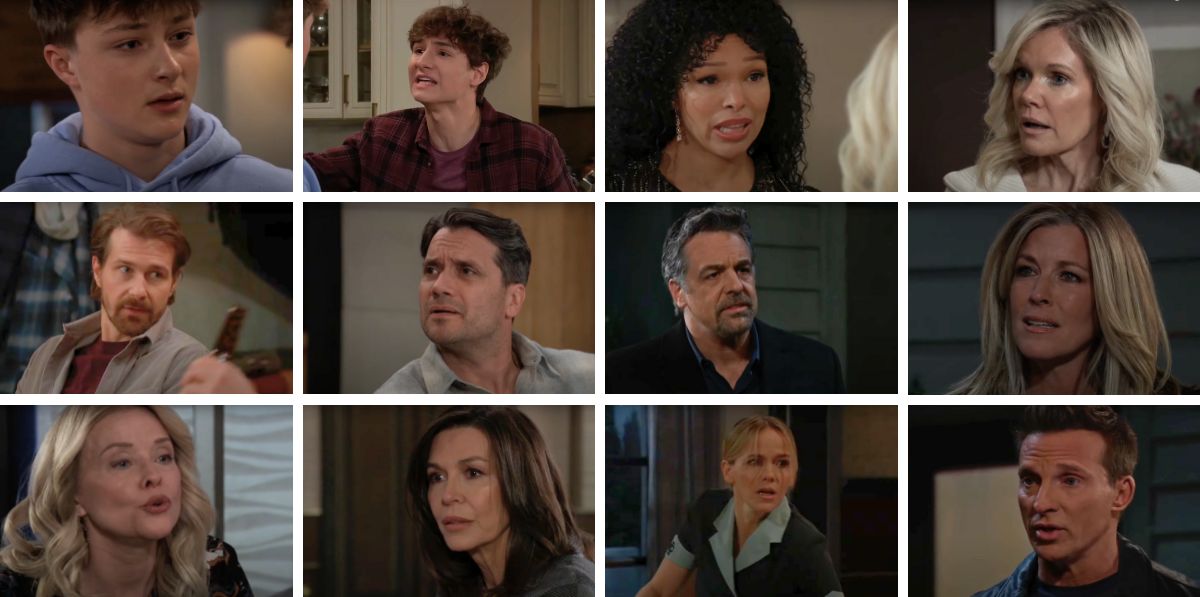 general hospital spoilers collage of rocco, danny, portia, ava, felicia, anna, jason, carly, brennan, dante.